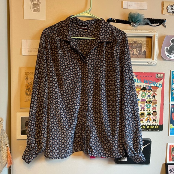 90s paisley print button-down top - Picture 6 of 8